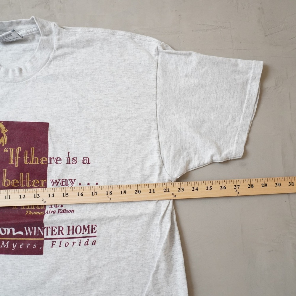 Vintage Thomas Edison Winter Home Fort Myers Florida T-Shirt Grey XL Mens - Picture 6 of 6